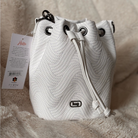 lug Handbags - NWT Lug Whirlybird Satin Luxe VL Crossbody Bucket Bag Purse - White